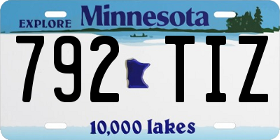 MN license plate 792TIZ