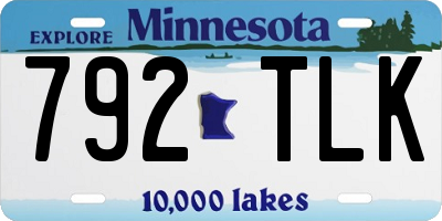 MN license plate 792TLK