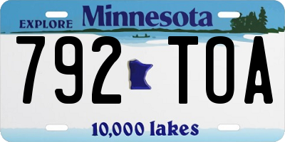 MN license plate 792TOA