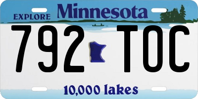 MN license plate 792TOC