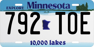MN license plate 792TOE