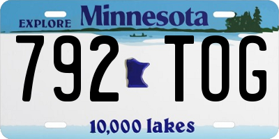 MN license plate 792TOG