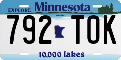 MN license plate 792TOK