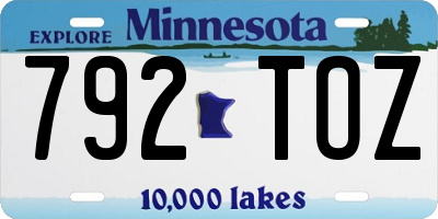 MN license plate 792TOZ