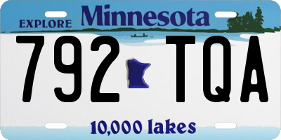 MN license plate 792TQA