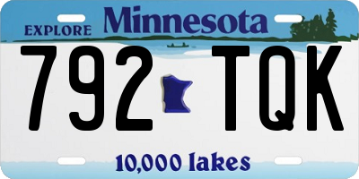 MN license plate 792TQK