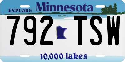 MN license plate 792TSW