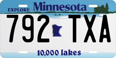MN license plate 792TXA