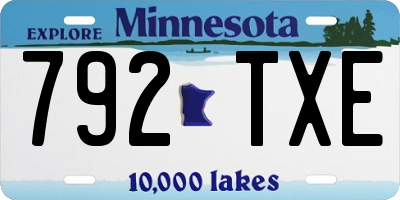 MN license plate 792TXE