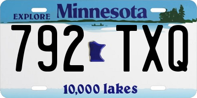 MN license plate 792TXQ