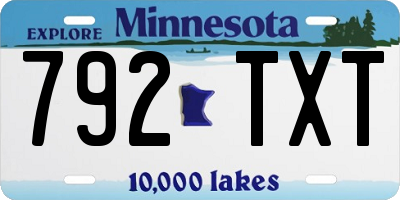 MN license plate 792TXT