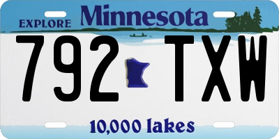 MN license plate 792TXW
