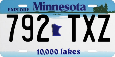 MN license plate 792TXZ