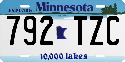MN license plate 792TZC