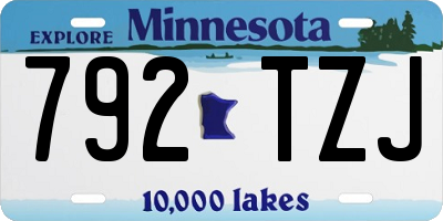 MN license plate 792TZJ
