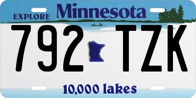 MN license plate 792TZK