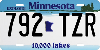 MN license plate 792TZR