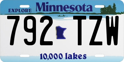 MN license plate 792TZW