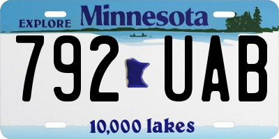 MN license plate 792UAB