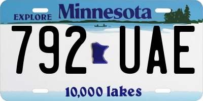 MN license plate 792UAE