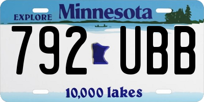 MN license plate 792UBB