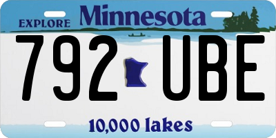 MN license plate 792UBE