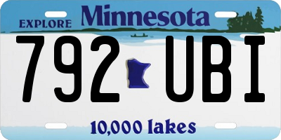MN license plate 792UBI