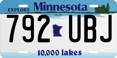 MN license plate 792UBJ