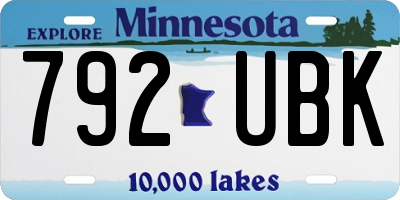 MN license plate 792UBK