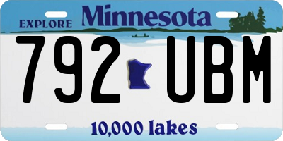 MN license plate 792UBM