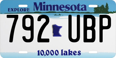 MN license plate 792UBP