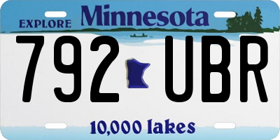 MN license plate 792UBR