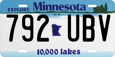 MN license plate 792UBV