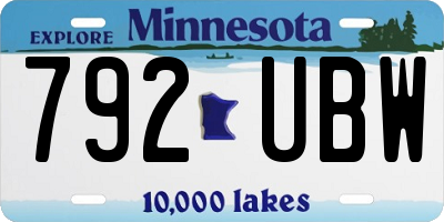 MN license plate 792UBW