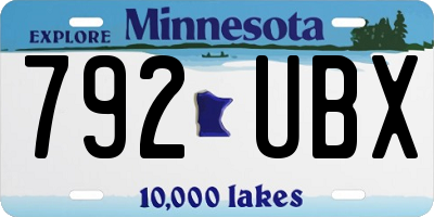 MN license plate 792UBX