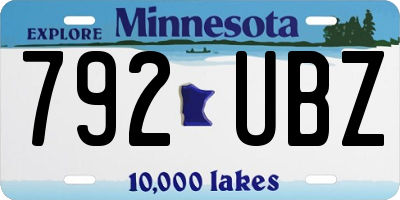 MN license plate 792UBZ
