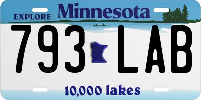 MN license plate 793LAB