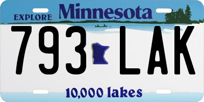 MN license plate 793LAK