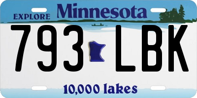 MN license plate 793LBK