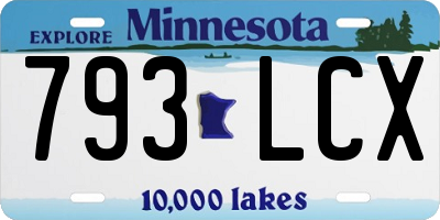 MN license plate 793LCX