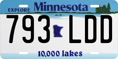 MN license plate 793LDD