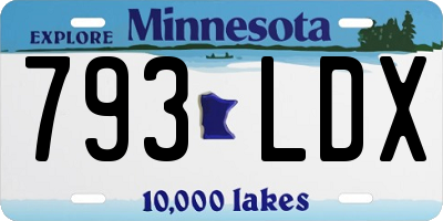 MN license plate 793LDX