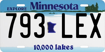 MN license plate 793LEX