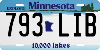 MN license plate 793LIB