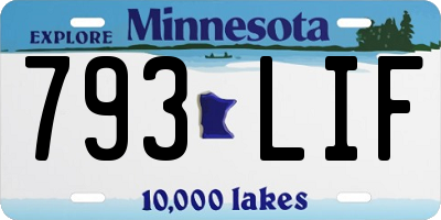 MN license plate 793LIF
