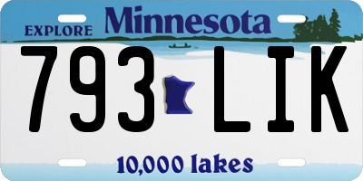MN license plate 793LIK
