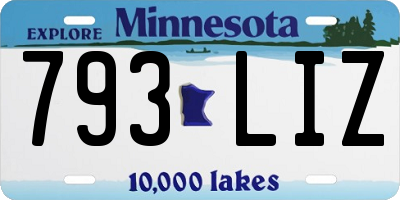 MN license plate 793LIZ
