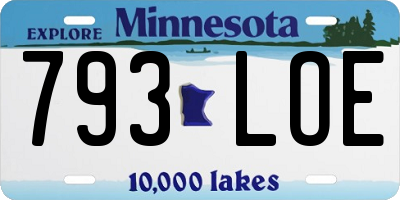 MN license plate 793LOE