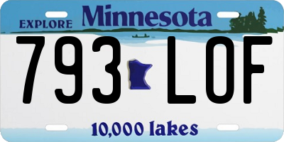 MN license plate 793LOF