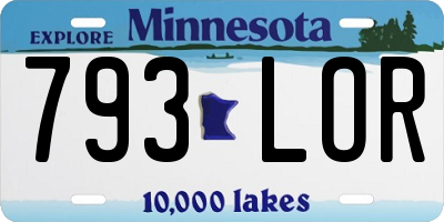 MN license plate 793LOR